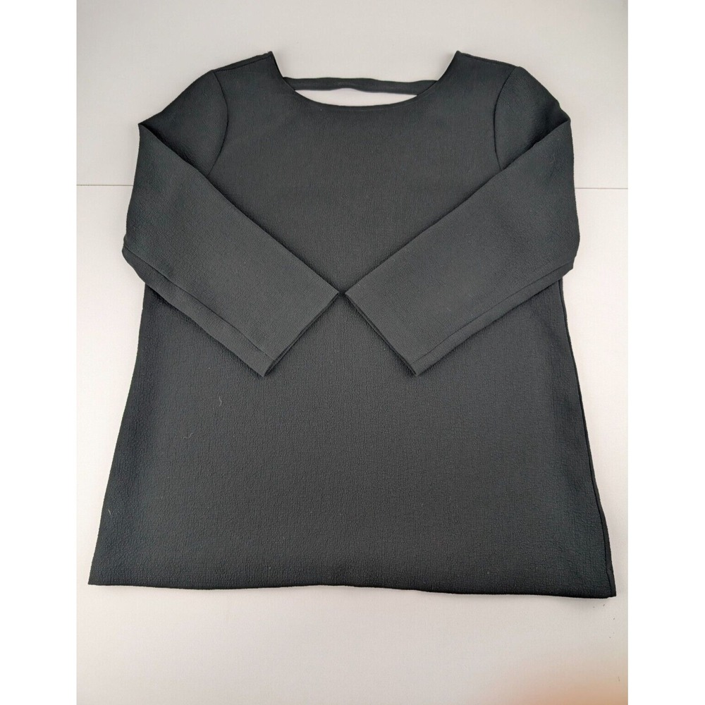 Theory Women's Relaxed Fit Medium Blouse Black Back Cut Out‎ Long Mid Sleeve
